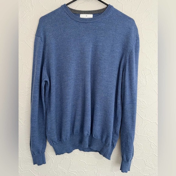 Toscano Firenze Men's 100% Merino Wool Blue Pullover Sweater Size XL - Picture 3 of 6